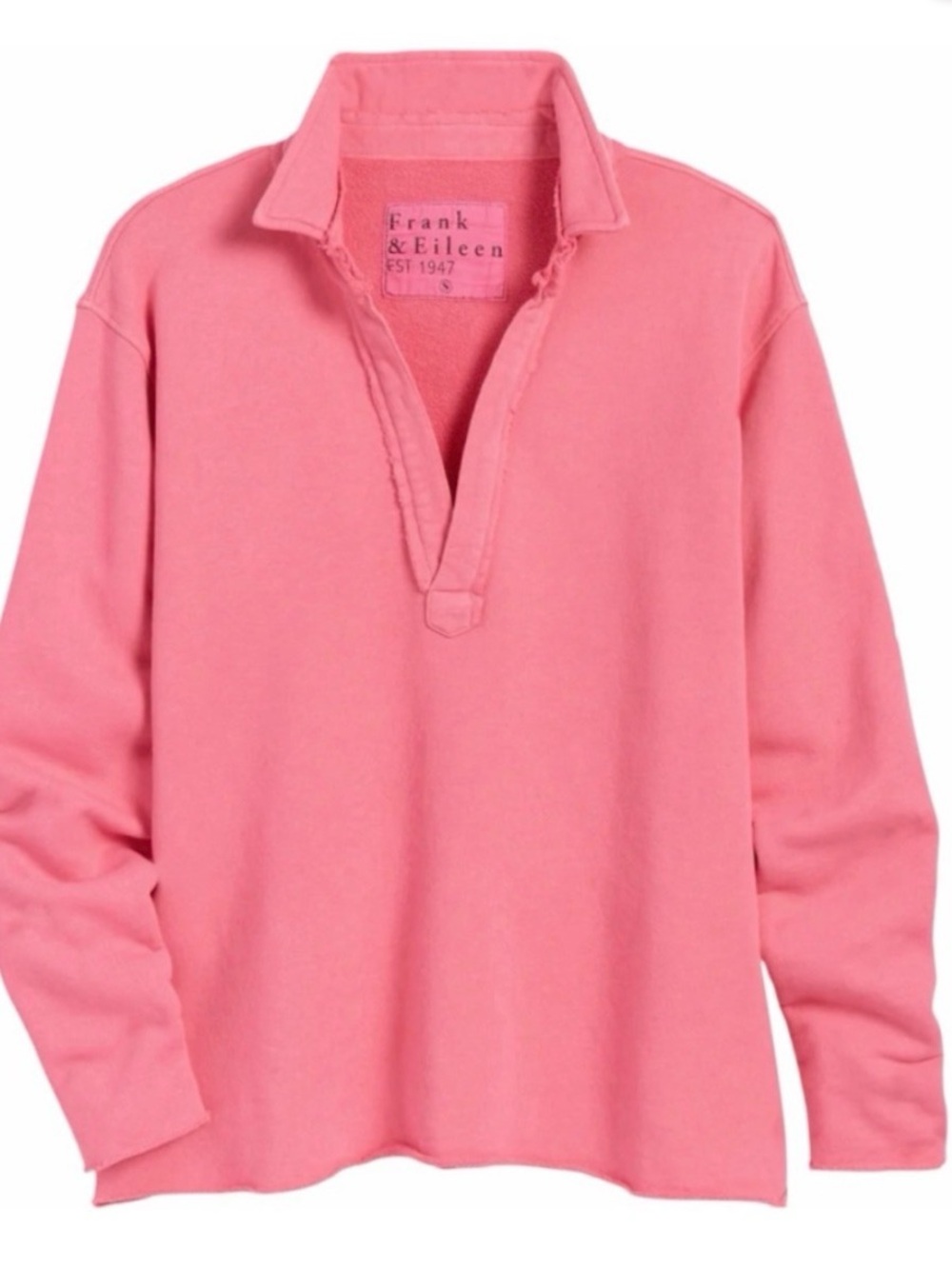 Frank & Eileen LAB Patrick Heritage Jersey Polo Tee Popover Coral Pink XS USA - Picture 4 of 13
